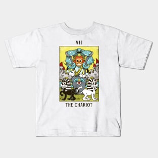 Chariot - Mystical Medleys - Vintage Cartoon Tarot (White) Kids T-Shirt